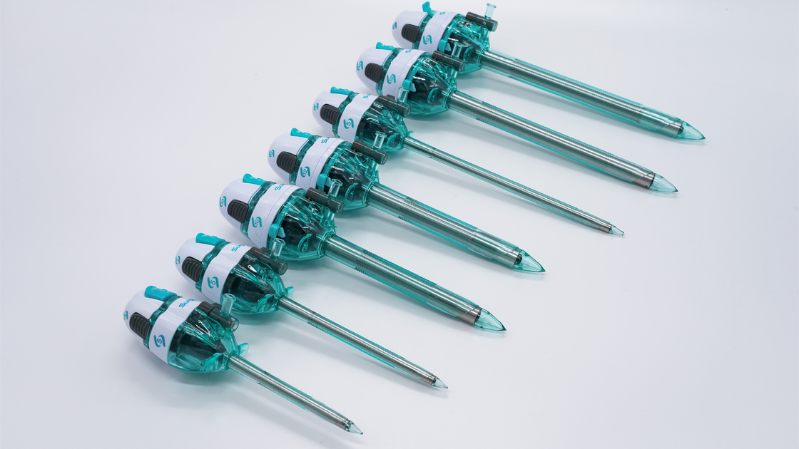 Trocar óptico de tubo de aço visível com cânula de plástico 5/10/12*75/100/150mm Surgsci